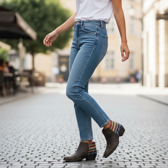 Roper Serape Distressed Leather Ankle Boots size 8 - Picture 2 of 11